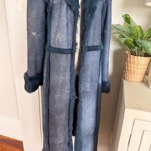 Escada Navy Rabbit Fur shearling-style Jacket